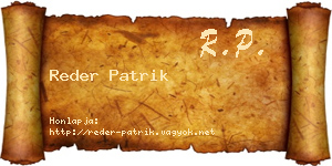 Reder Patrik névjegykártya